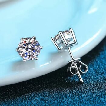 Sterling Silver Diamond Stud Earrings 2ct Genuine D Color Moissanite for Ladies Gentlemen 925 Silver Earring Anniversary Celebration Presents Jewelry